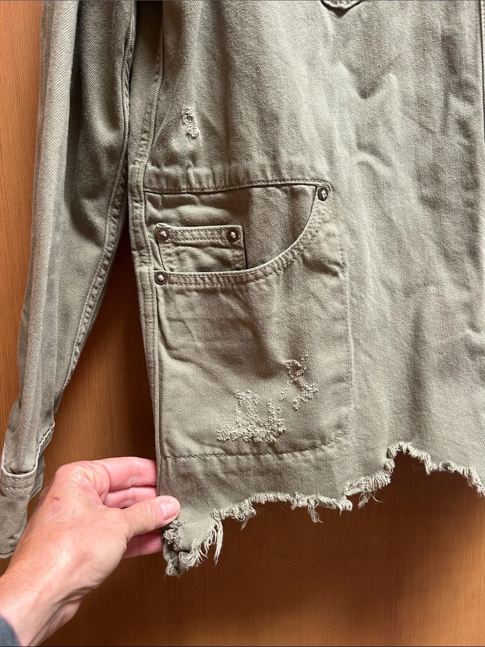 Free People Distressed Olive Utility Jacket - Women - Picture 2 of 5